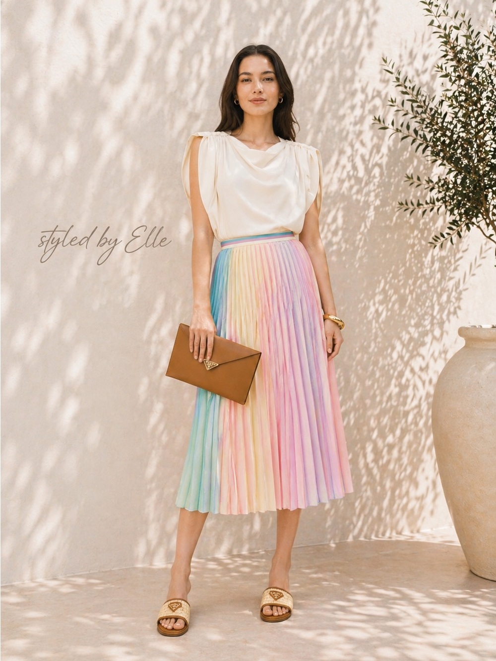 Le Superbe Scattered Clouds Pleated Skirt Pastel US Size Large